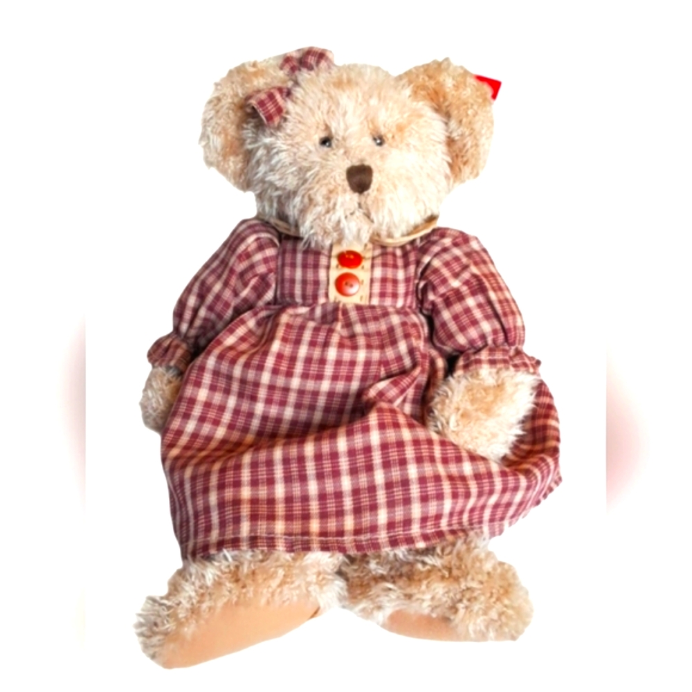 Russ Chelsea Collectible Plaid Dress Teddy Bear